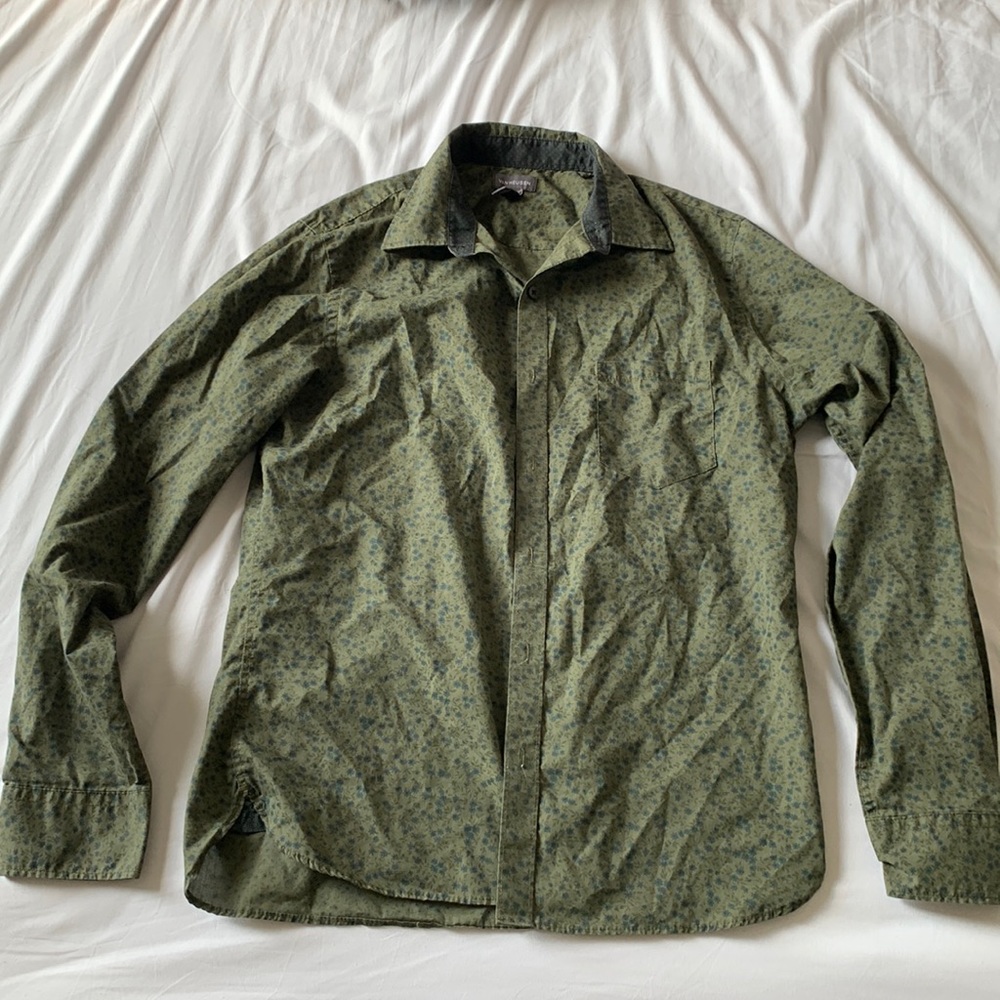 Green floral print shirt